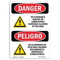 Signmission Safety Sign, OSHA Danger, 7" Height, No Flammable Liquids Combustible Allowed, Spanish OS-DS-D-57-VS-2033